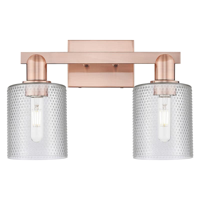 Innovations Lighting 716-2W-11-16 Cobbleskill Vanity Cobbleskill 2 - Antique Copper / Clear