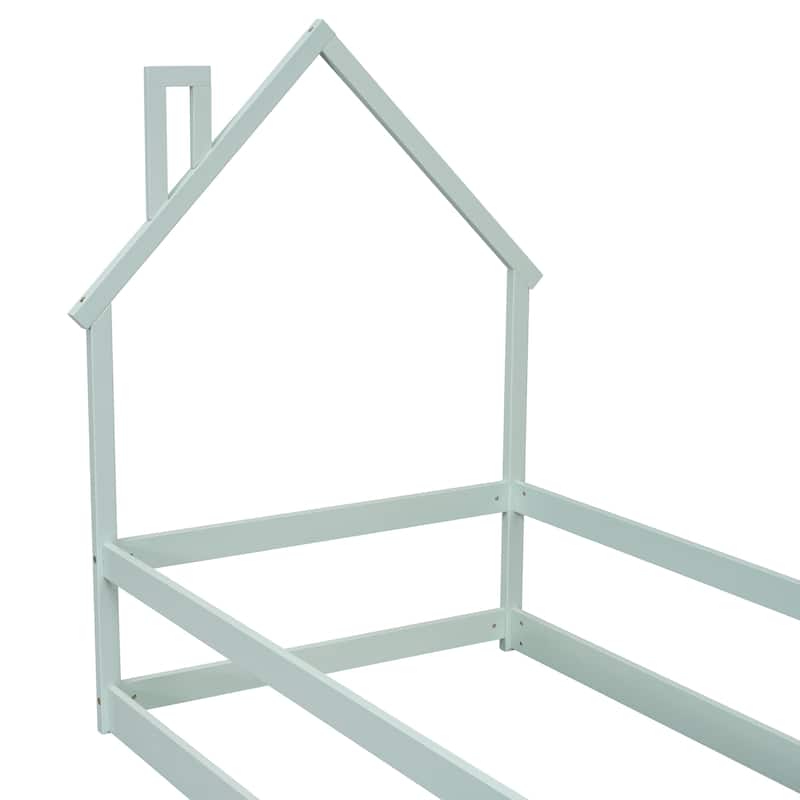 Twin Size Wood bed with House-shaped Headboard