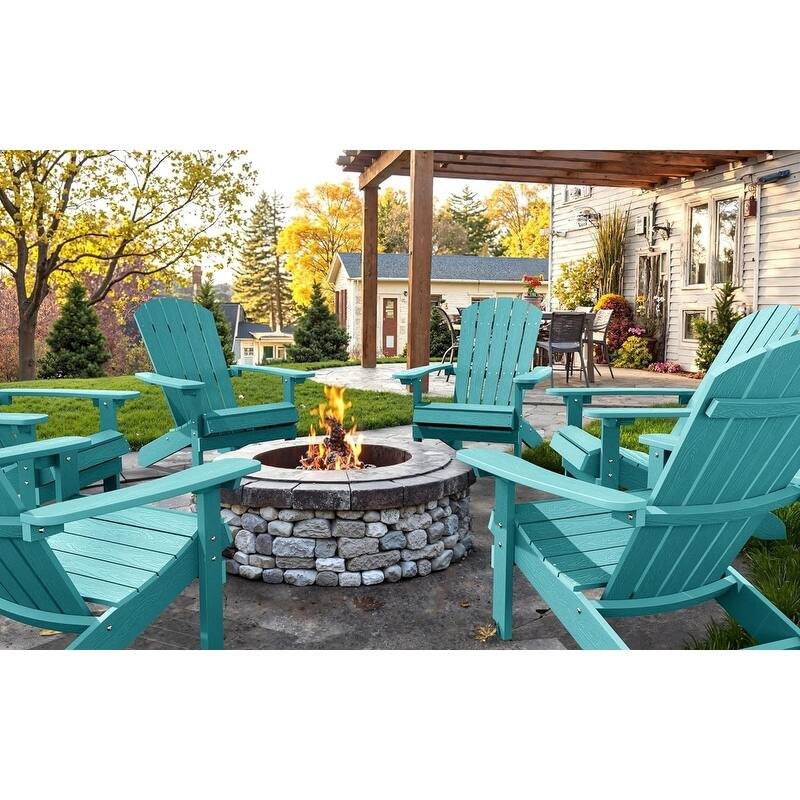 WINSOON All Weather HIPS Outdoor Plastic Adirondack Chairs Set of 4