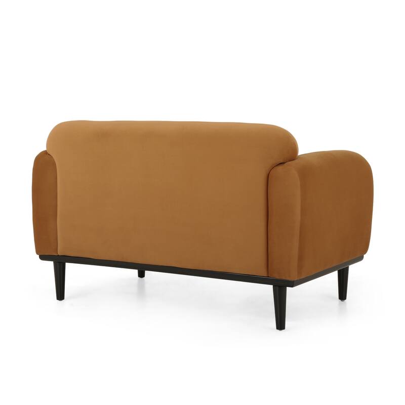 Yellow Polyester Loveseat with Contemporary Design and Birch Wood Legs