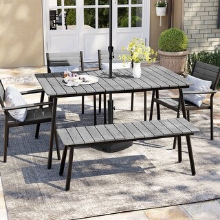 Outdoor 3/5/6-Piece Furniture Patio Dining Set with Rectangular Table