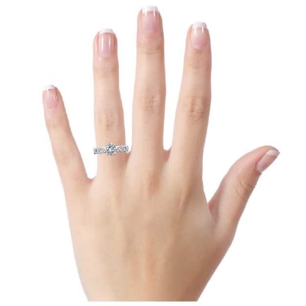 Auriya 18k Gold 3/4ctw Vintage Oval Solitaire Diamond Engagement Ring (H-I, SI1-SI2)