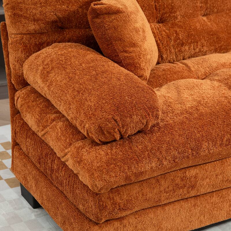 Modern Chenille 2 Seat Sectional Sofa with Memory Foam Cushions and Pillows for Living Room and Guest Room