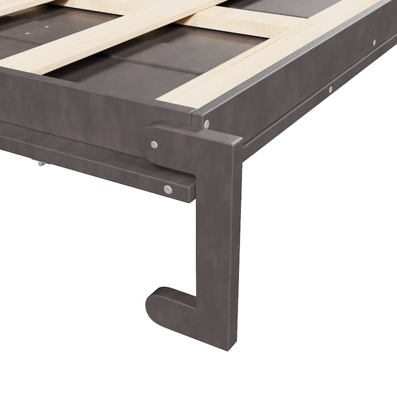 Queen Size Murphy Platform Bed with Storage Space and LED Lights by Harper&Bright Designs