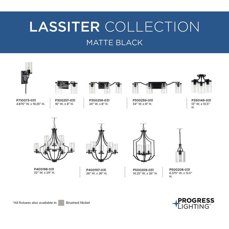 Lassiter Collection 9-Light Matte Black Clear Glass Modern Chandelier Light - 34.000" x 19.200" x 14.000"