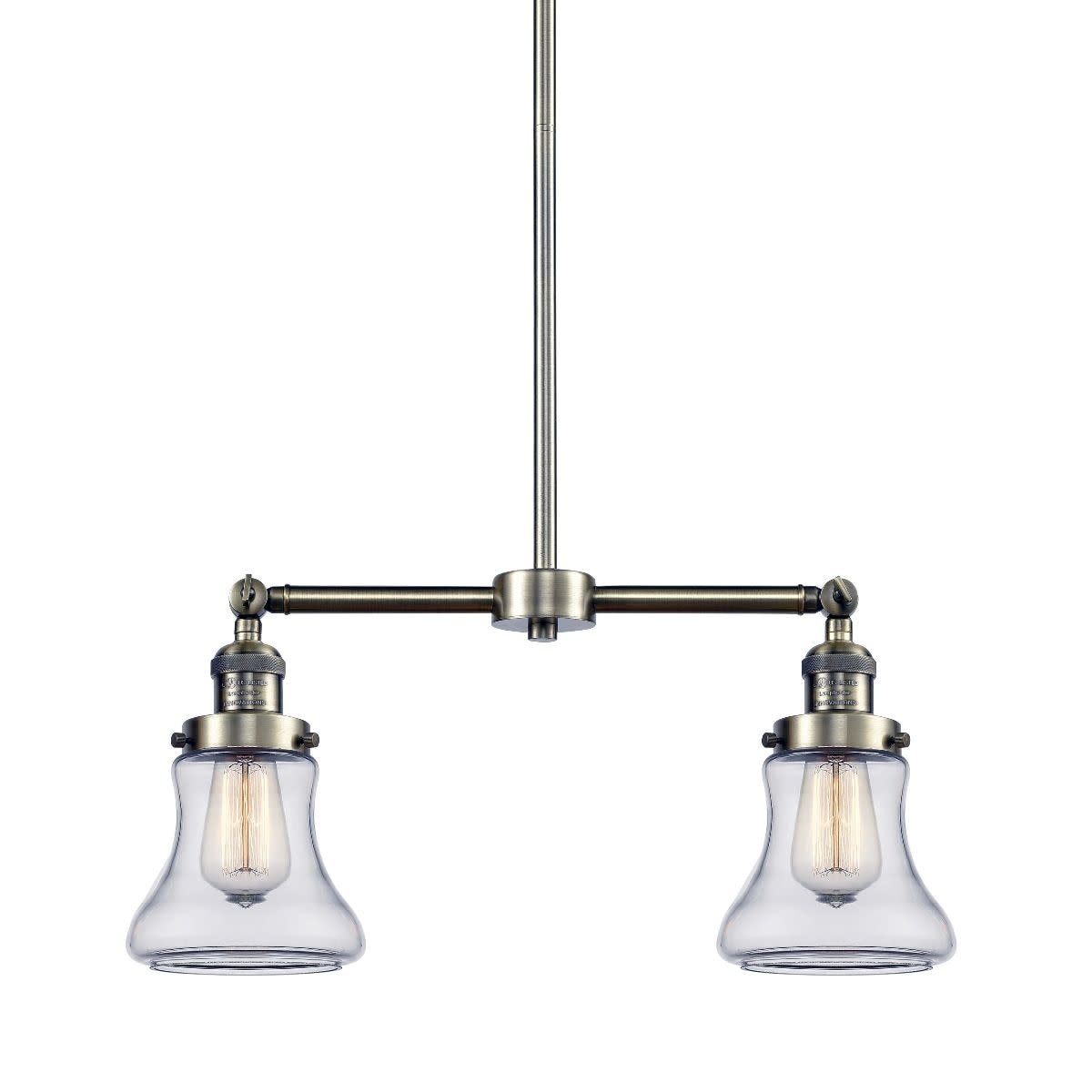 Innovations Lighting 209 Bellmont  Bellmont 2 Light 21" Wide Linear Chandelier - (Polished Nickel / Seedy) - Chandeliers For Bedrooms by Overstock.com