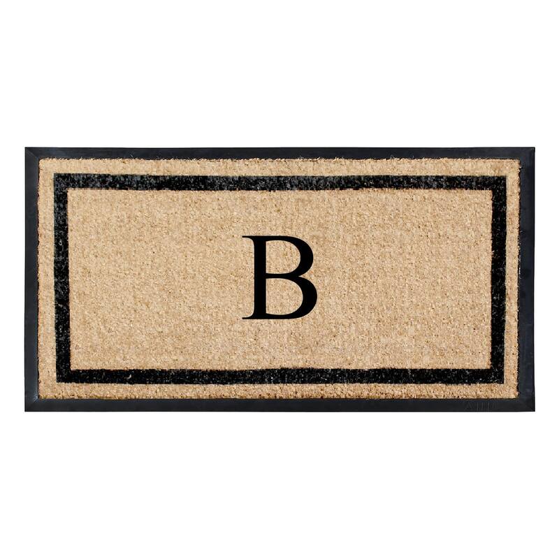 A1HC Rubber and Coir Heavy Weight large Outdoor Durable Monogrammed Doormat 24"X48", Beige - B_