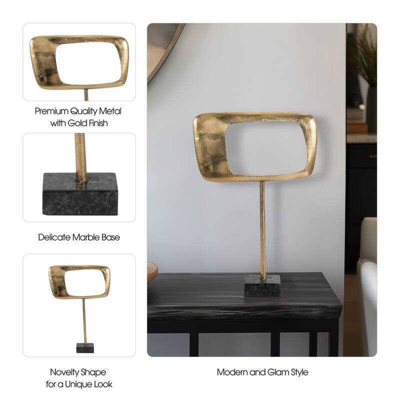 Sagebrook Home Metal/Marble, Table Top Decor Gold, Novelty, Solid Color