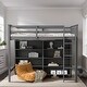 preview thumbnail 18 of 28, Twin Size Wood Loft Bed w/ 8 Open Storage Shelves and Built-in Ladder Gray