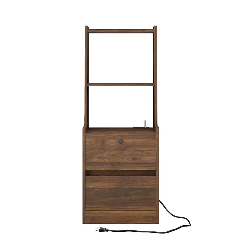 Anmytek Smart Nightstand with Night Light and Charging Station,Bedside Tables with Storage Cabinet