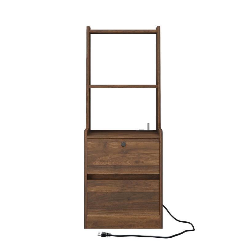 Nightstands Set of 2, with Charging Station, Smart Nightstand with Night Light, Modern Night Stand with Bookshelf
