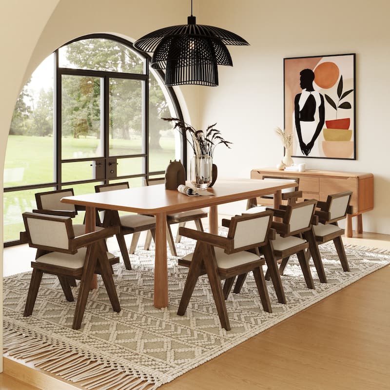 Modrest Rhea Modern 87" Natural Acacia Rectangular Dining Table - Beige