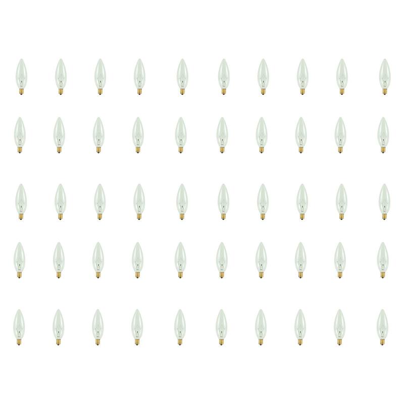 Bulbrite Pack of (50) Dimmable Clear B10 Candelabra (E12) Incandescent Bulb - 25 Watt - 165 Lumens