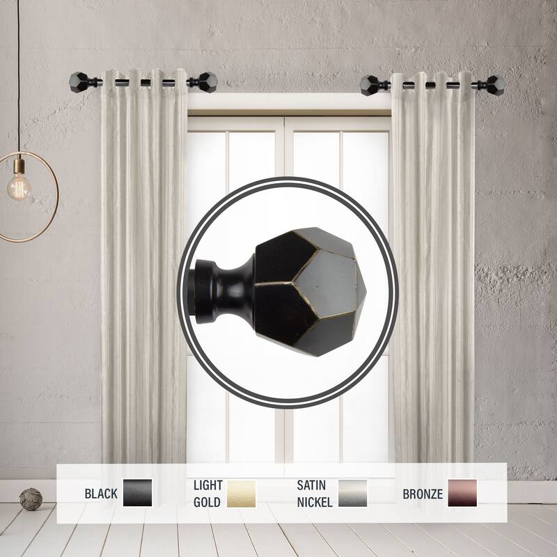 InStyleDesign Valdo 1" Side Curtain Rod 12-20 inch long (Set of 2) - 12 to 20 inches - Black