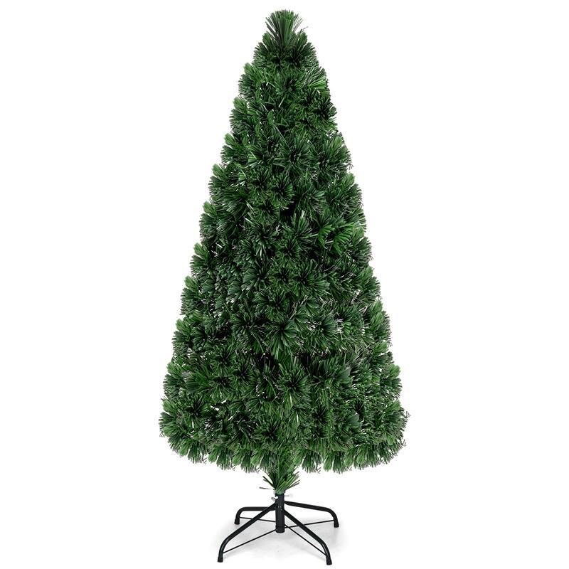 6 Feet Artificial Pre-Lit Fiber Optic PVC Christmas Tree - 6 Foot - Green