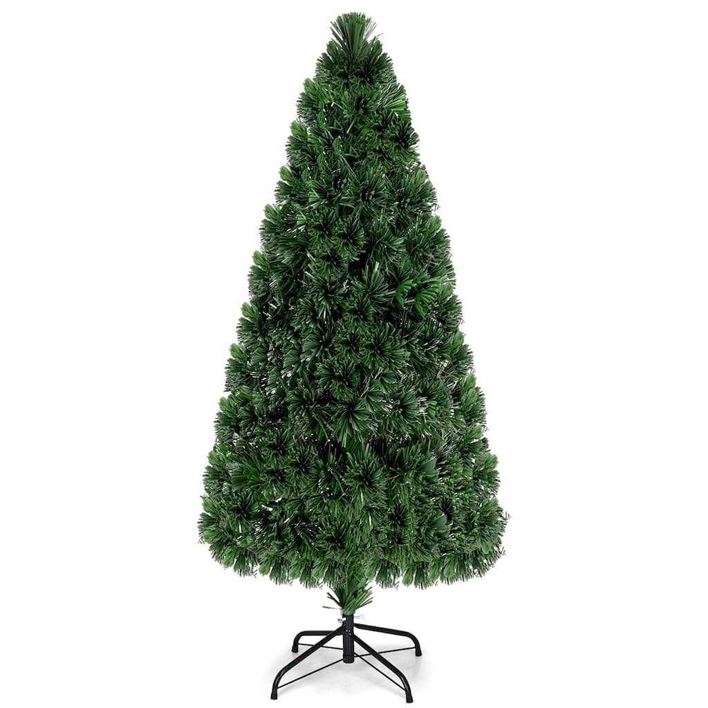 6 Feet Artificial Pre-Lit Fiber Optic PVC Christmas Tree
