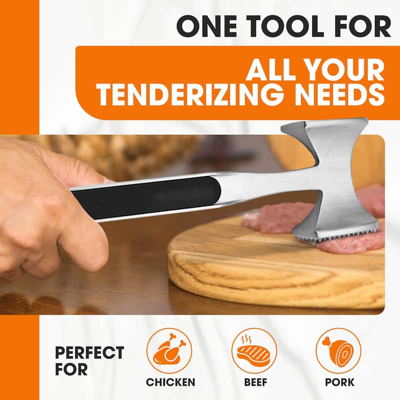 Cheer Collection Multi Sided Meat Tenderizer Lightweight Aluminum Tool for Tenderizing and Flattening