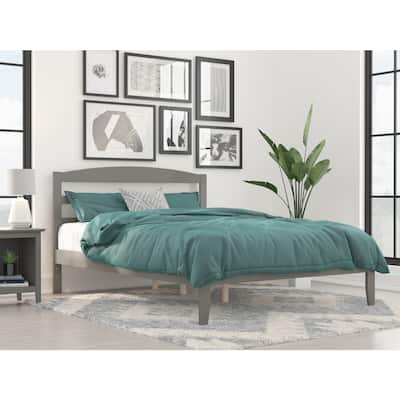 Queen Bed Frame with Headboard - Rustic Platform Bed, Grey Finish, Durable Wood Slat Support