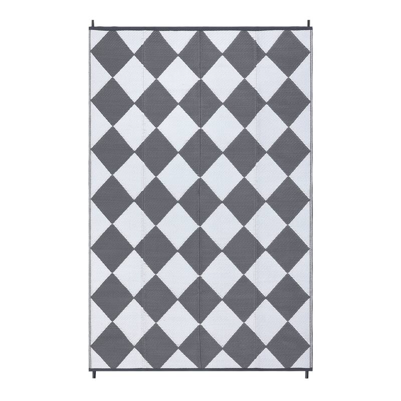 Outdoor Rug Waterproof Reversible Rug Plastic Straw Rug Checkered Floor Mat Outside Carpet for Camping RV Backyard Patio