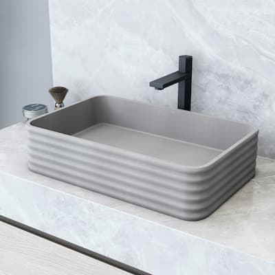 VIGO Cadman 21"L x 14"W Concrete Vessel Sink and Nova 10"H Faucet Set