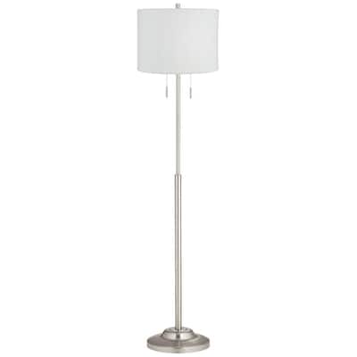 Modern Floor Lamp 66" Tall Brushed Nickel White Weave Drum Shade - 15" x 66"