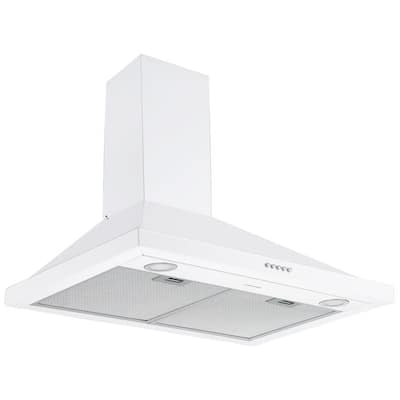 Ancona 30 in. Convertible Wall-Mounted Pyramid Range Hood in White