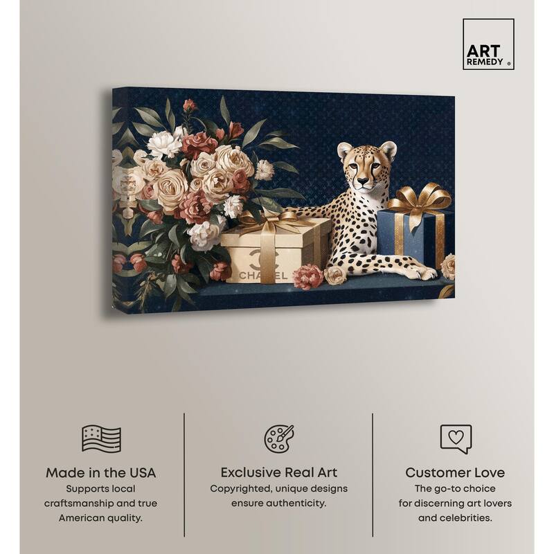 Cheetah Glam Gift Boxes Canvas by Art Remedy, Gallery Wrapped