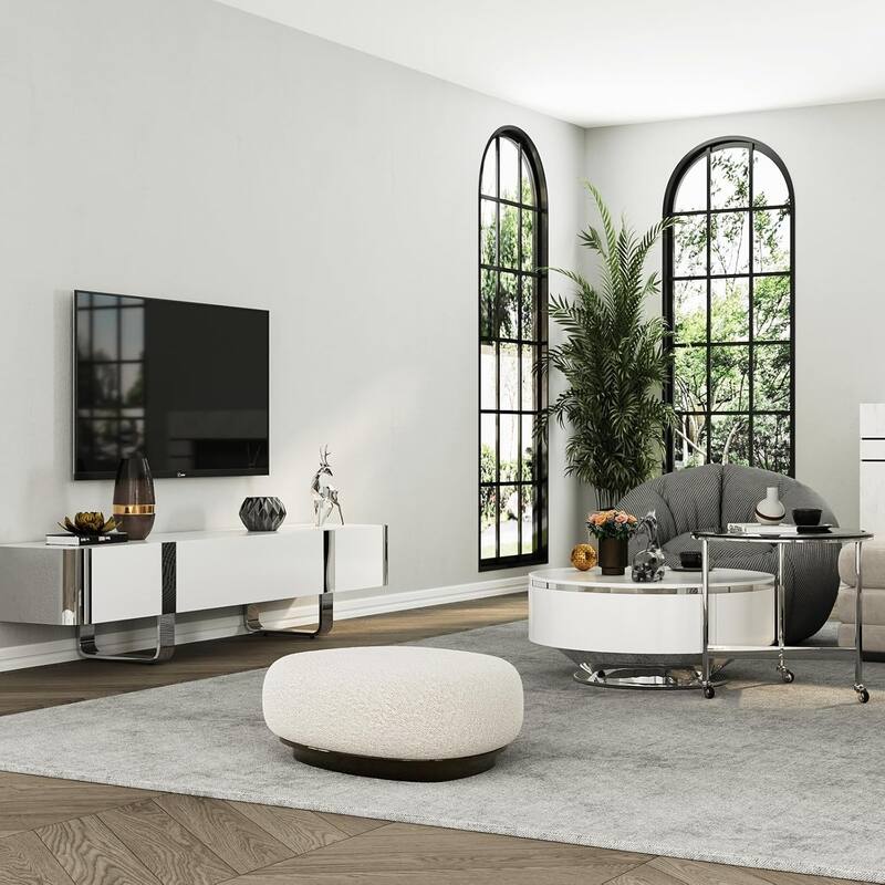 79 inch Wood TV Stand Partial Assembly Entertainment Center Modern Media Console with Drawers and Storage Cabinets