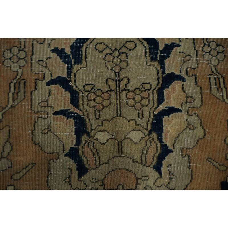 Hand Knotted Oriental 100% Wool Carpet Traditional Floral Beige & Ivories Kashan (Mohtasham) Area Rug - 16' 7'' X 12' 0''