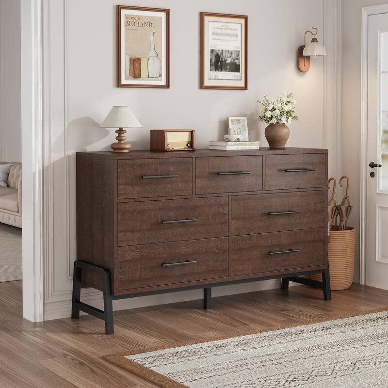 7 Drawer Freestanding Dresser Storage Chest TV Stand for Living Room, Bedroom