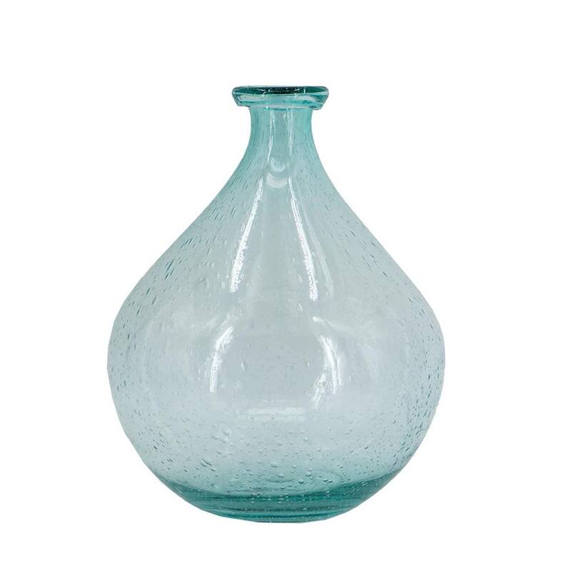 10" Aqua Bubble Glass Round Table Vase - 7.90