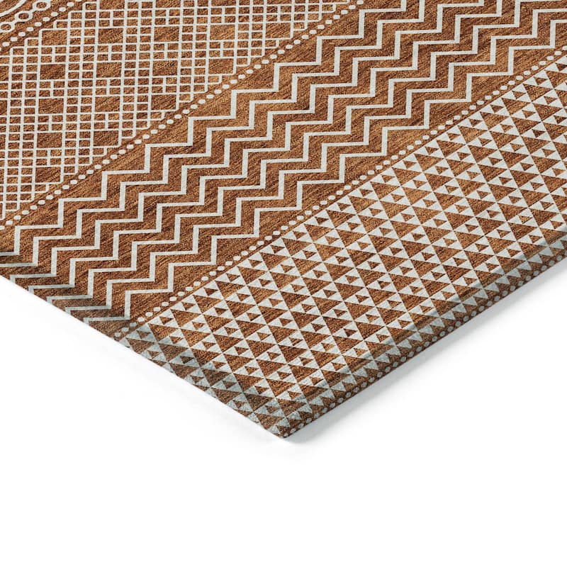 Machine Washable Indoor/ Outdoor Modern Stripes Chantille Rug