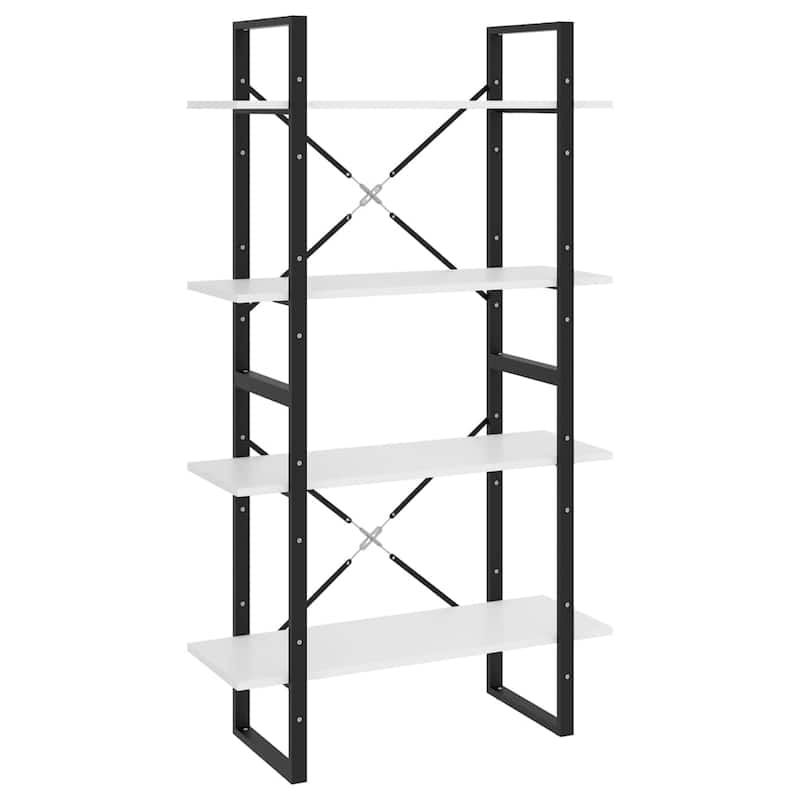 vidaXL 4-Tier Book Cabinet Black 31.5"x11.8"x55.1" Solid Pine Wood