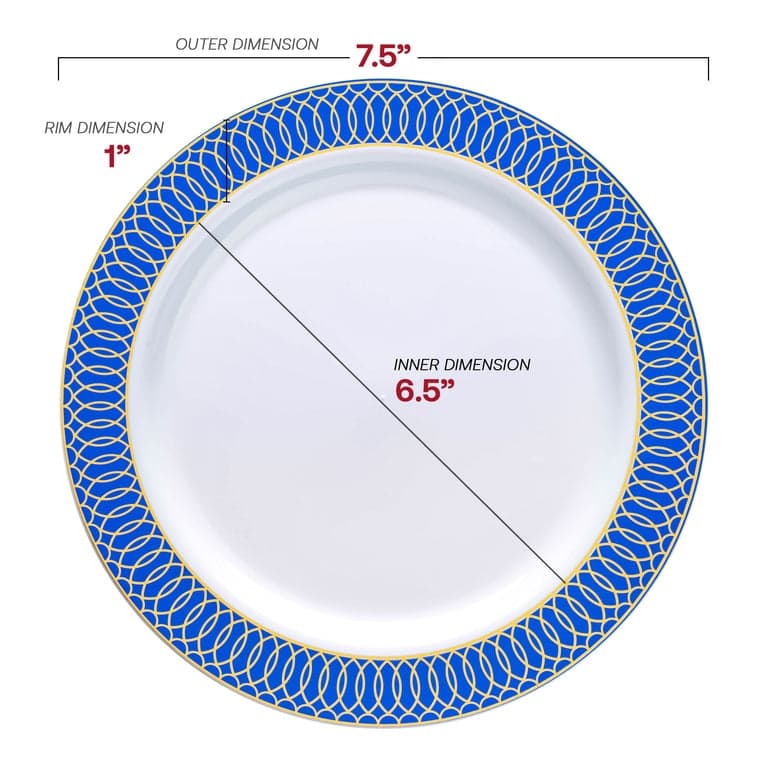 White with Spiral Rim Disposable Plastic Plate Packs - Party Supplies