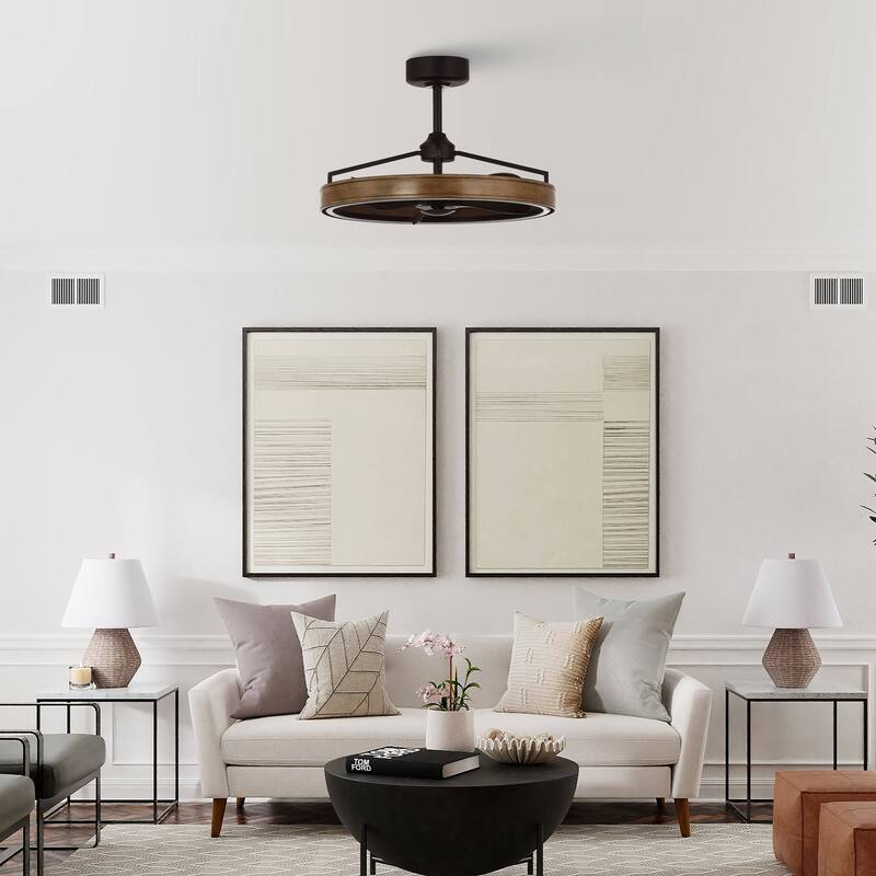 27-inch Rustic 3-Blade LED Ceiling Fan with Light and Remote