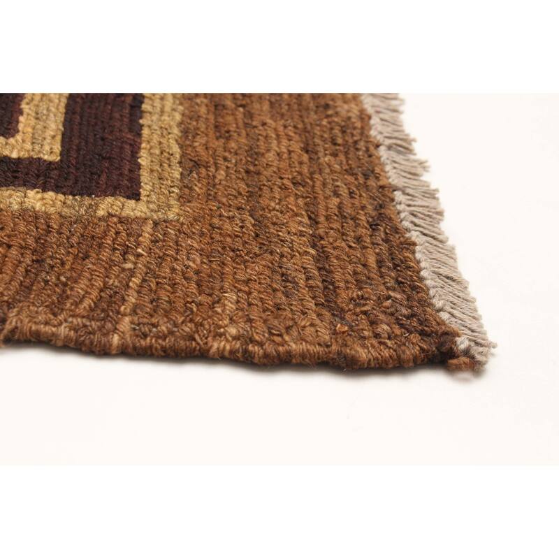 ECARPETGALLERY Flat-Weave Natural Brown Wool Tapestry Kilim - 2'11 x 4'11