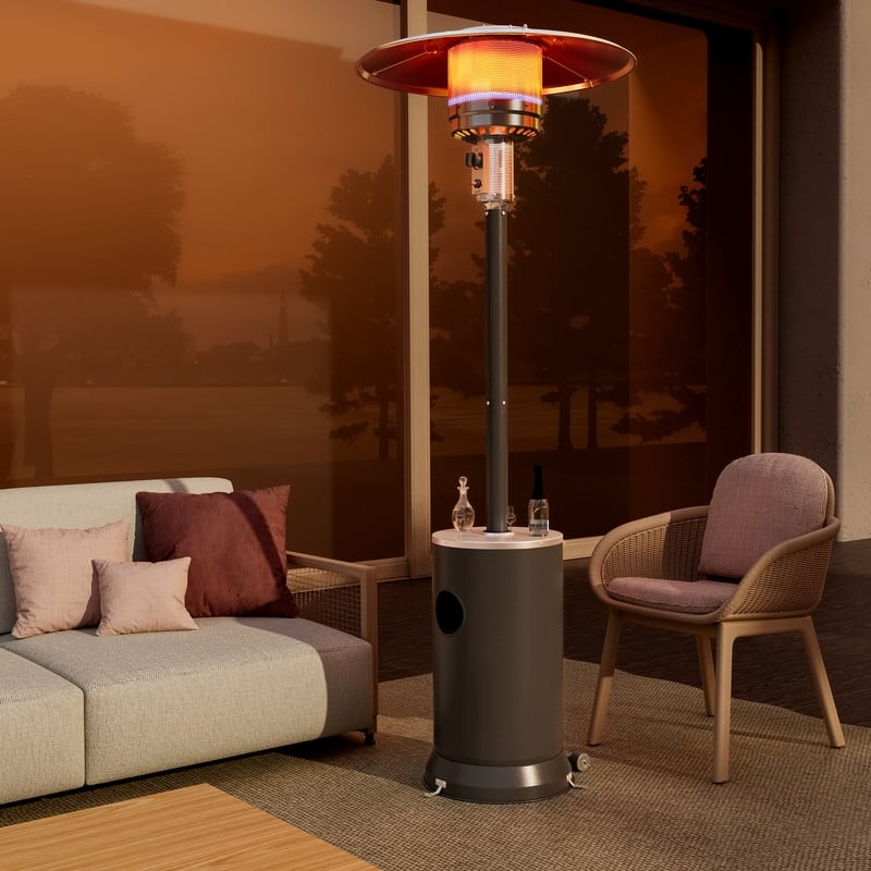 48000 BTU Propane Standing Patio Heater with Cover - N/A - Grey