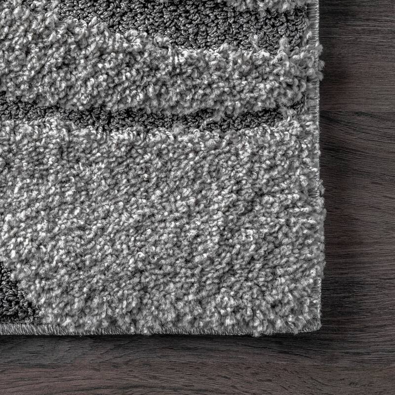 Brooklyn Rug Co Krista Contemporary Swirls Shag Area Rug - 5' x 8' Oval - Dark Gray