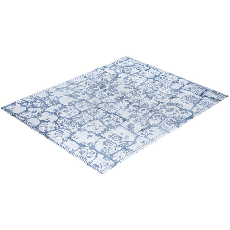 Modern One-of-a-Kind Hand-Knotted Area Rug, Blue - 8' 2" x 10' 2"