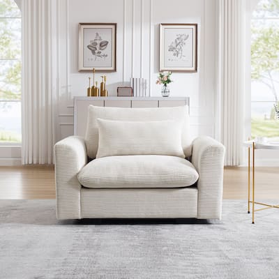 Oversize Sofa Chair, Upholstered Armchair with Waist Pillow, Deep Seat Accent Couch Chair, Comfy Reading Sofa