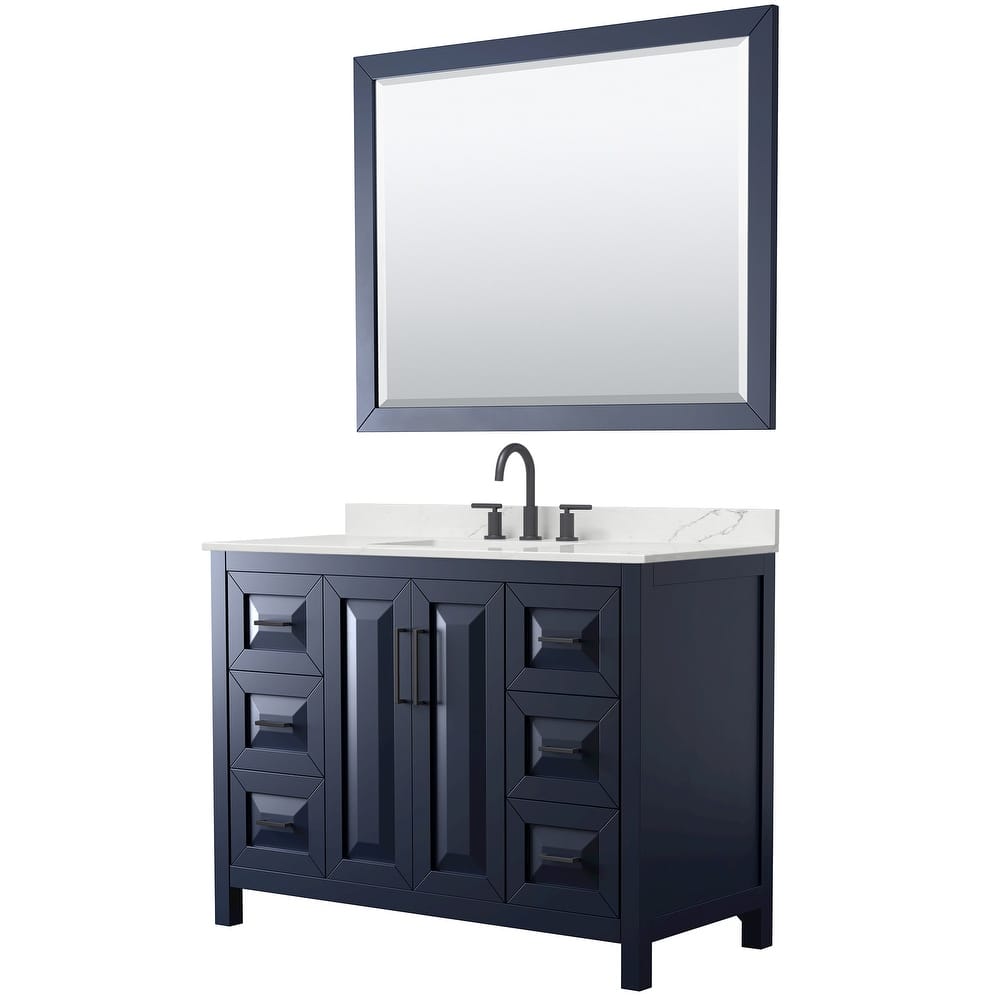Daria 48-inch Single Vanity, 3 Hole Quartz Top, 46-inch Mirror