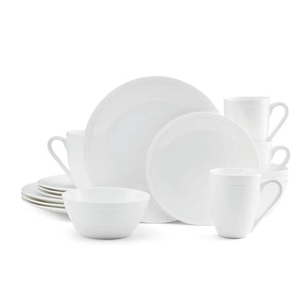 Mikasa Loria White Bone 16 Piece Dinnerware Set, Service for 4
