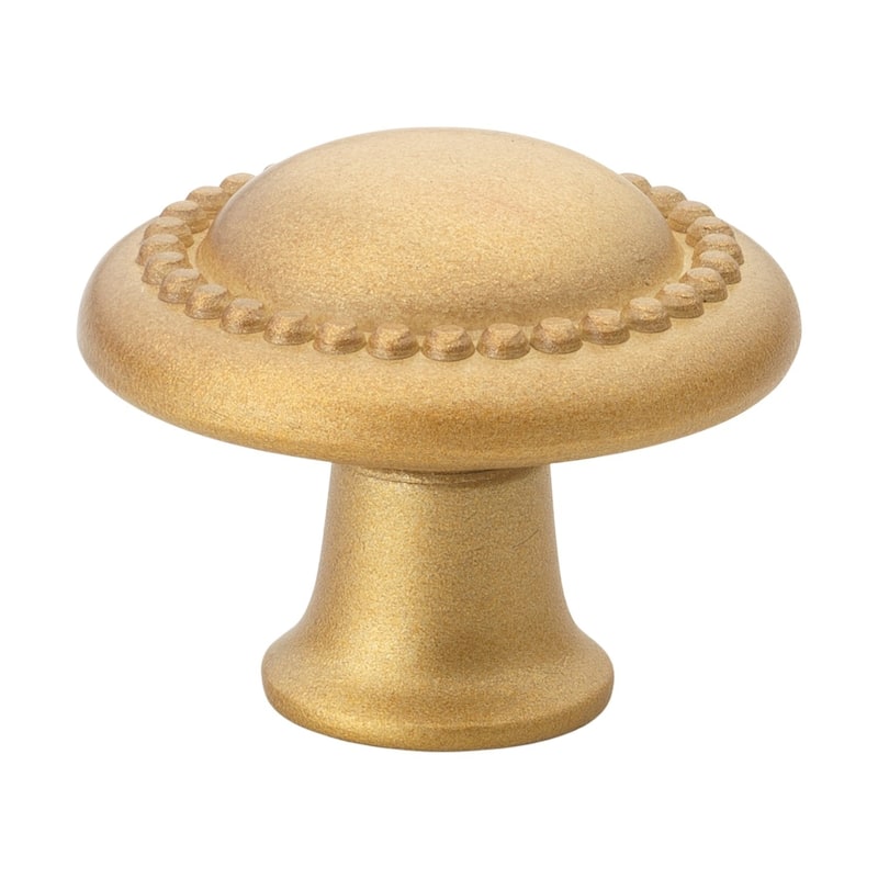 GlideRite 10-Pack 1-1/4-inch Round Beaded Cabinet Knob Satin Gold - Pack of 10