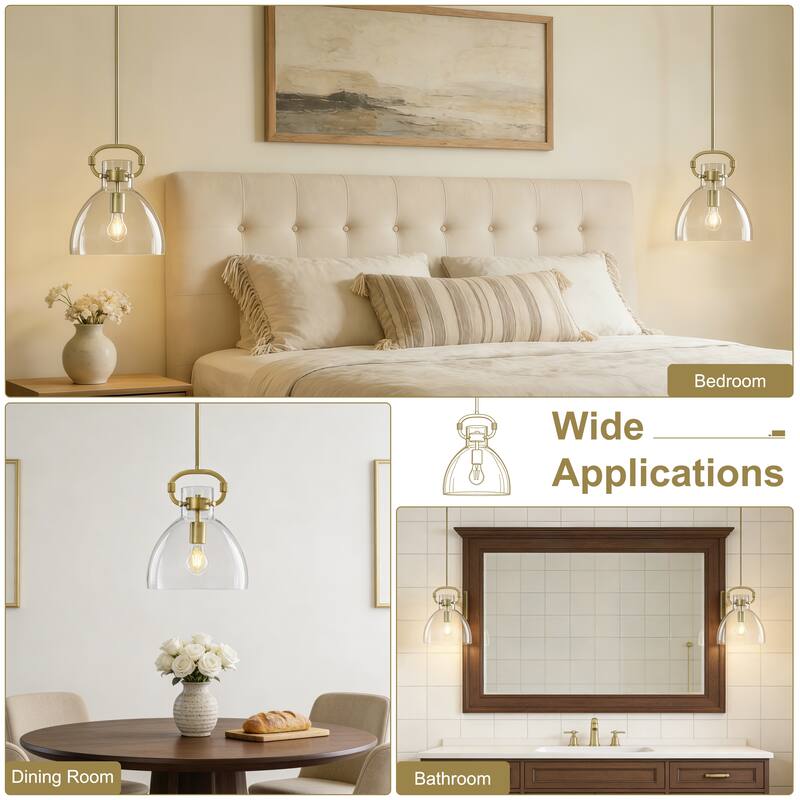 Starsky 1-Light Industrial Pendant With Glass Shade