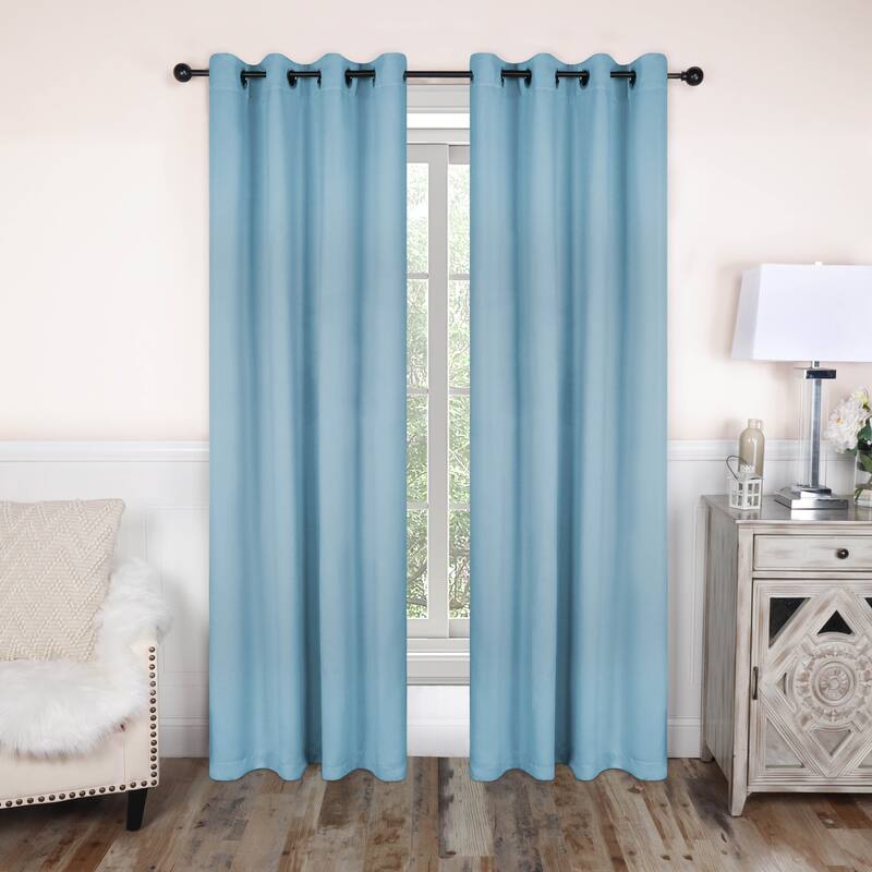 Modern Solid Room Darkening Blackout Curtains, Rod Pocket, Set of 2 - 2PC- 52" X 63" - Light Blue