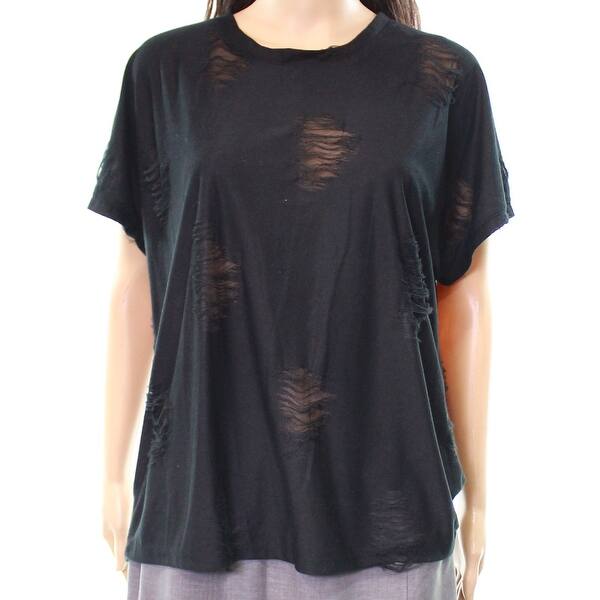 Shop Socialite New Black Women S Size Medium M Distress Crewneck