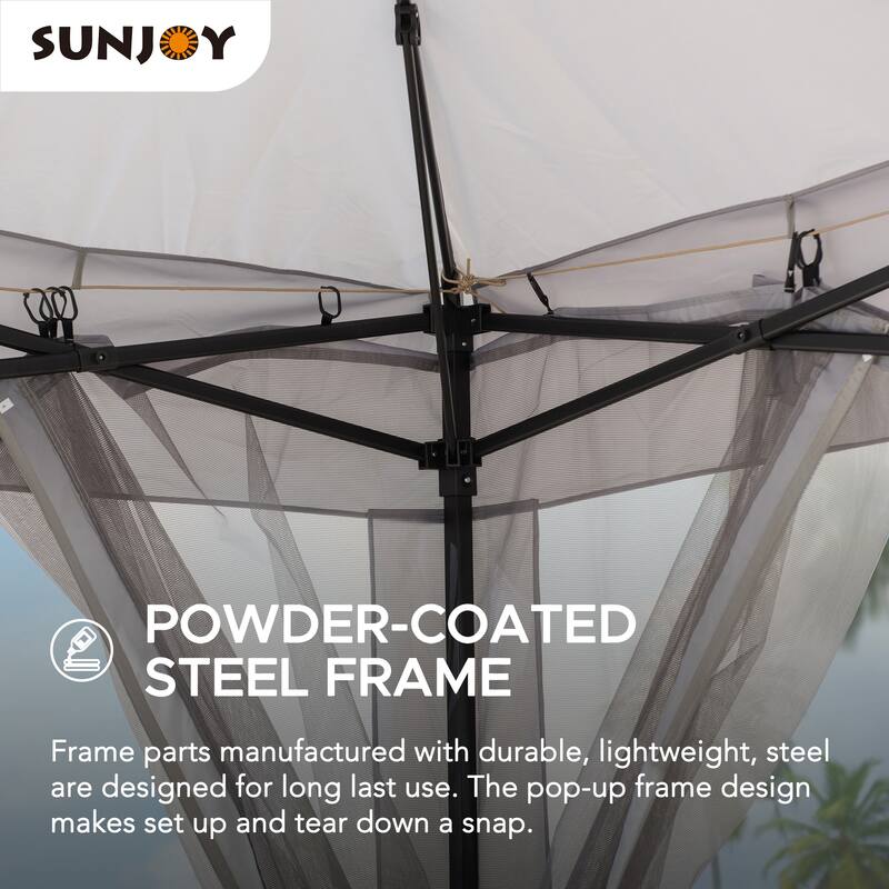 Sunjoy 11x11 ft.Pop-Up Gazebo with Netting and Carry Bag