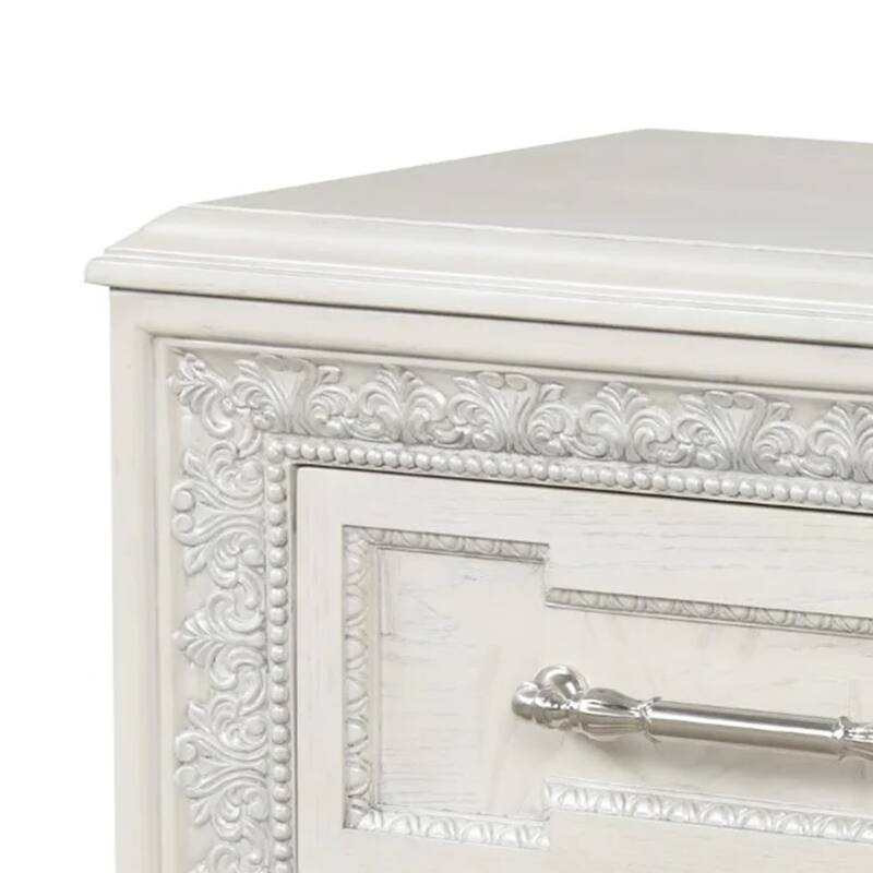 Miamy Nightstand, USB, 2 Drawers, Cream White Wood, 29 Inch