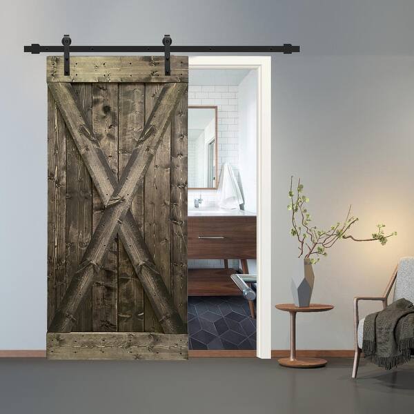 36 In X 84 In Espresso Stained X Style Barn Door W Sliding Hardware Overstock