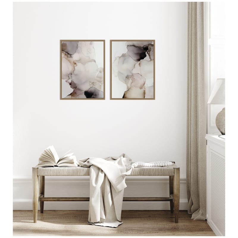 Kate and Laurel Smoke No. 1 & No. 2 2 Piece Framed Canvas Wall Art Set by Amy Lighthall